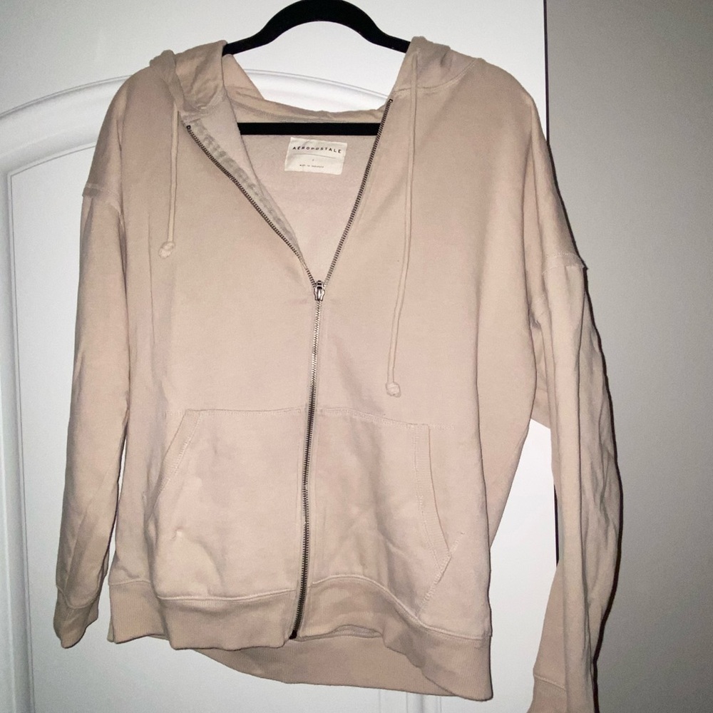 FREE SHIPPING small oversized tan aero zip up